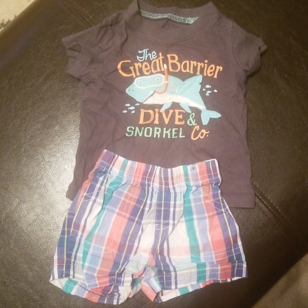 Carters 3m tshirt and plaid shorts